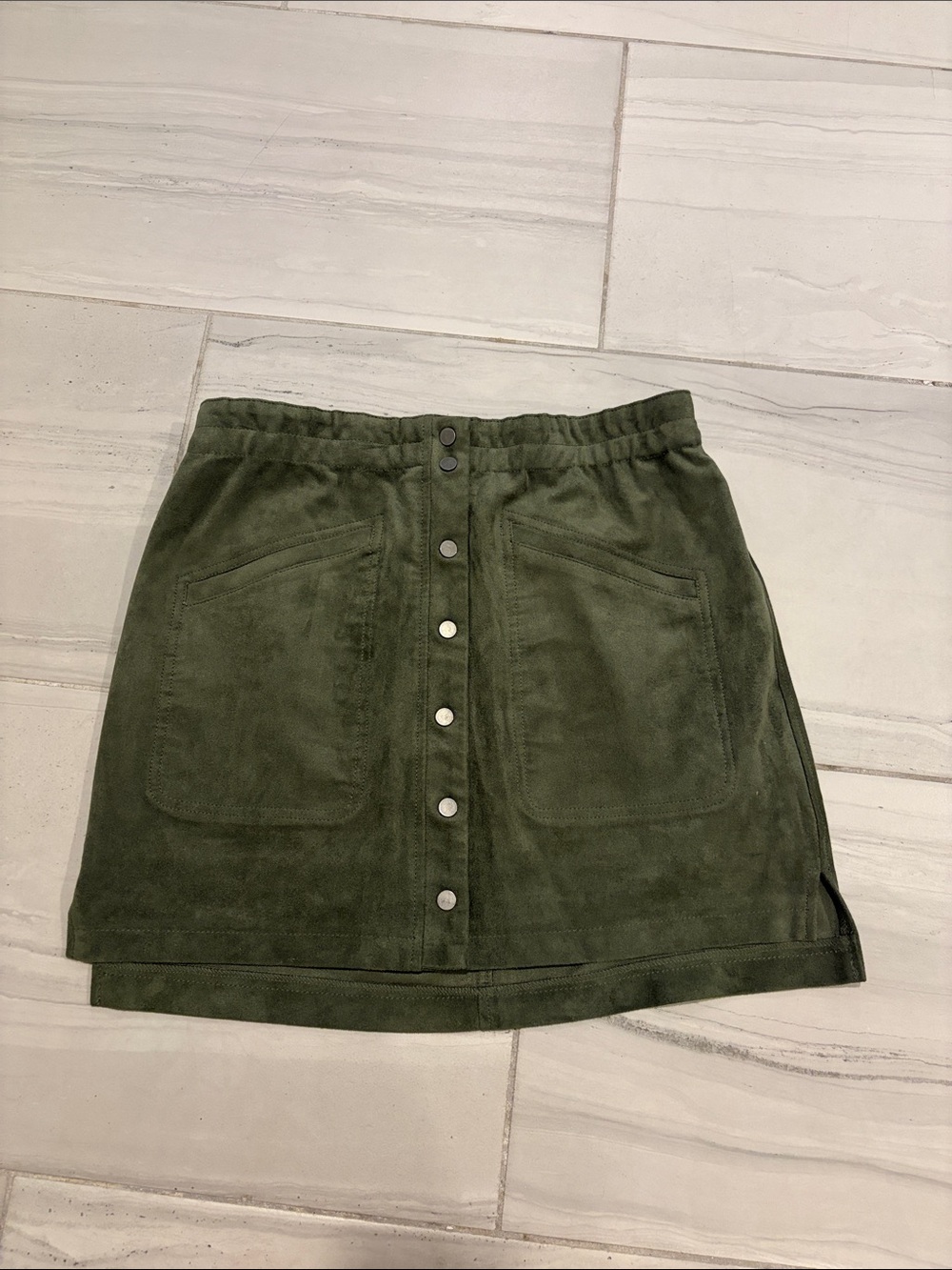 BCBGMAXAZRIA Olive Green Suede Mini Skirt